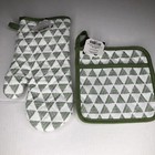Hobby Lobby Quilted Oven Mitt Potholder Set Green White Modern Print NWT