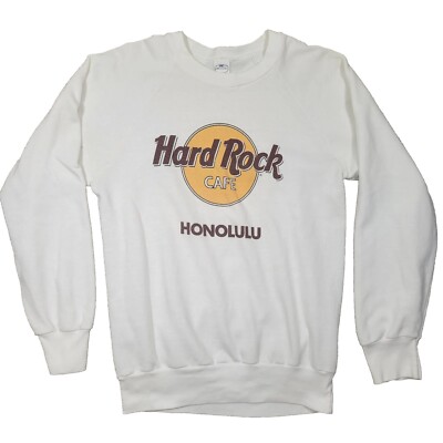 Vtg 80's Hard Rock Cafe Honolulu White Sweatshirt Anvil Made In USA
