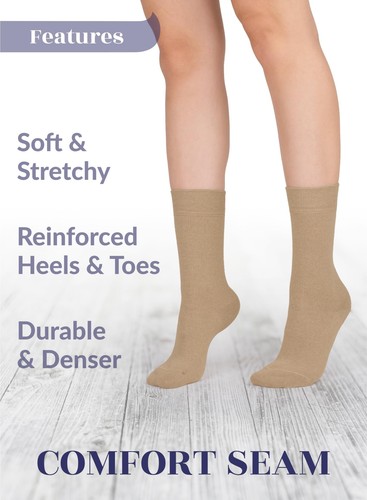 Women's Cotton Crew Socks | Plain Color Regular Fit Soft Casual Socks for Tro... - Picture 5 of 7