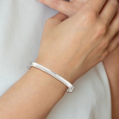 925 Sterling Silver 5mm Cuff Bangle Bracelet - Picture 2 of 12