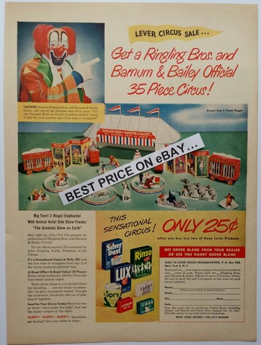 Hebel Zirkus Verkauf 1948 Zirkus Set Werbung Lou Jacobs Foto - Bild 1 von 3
