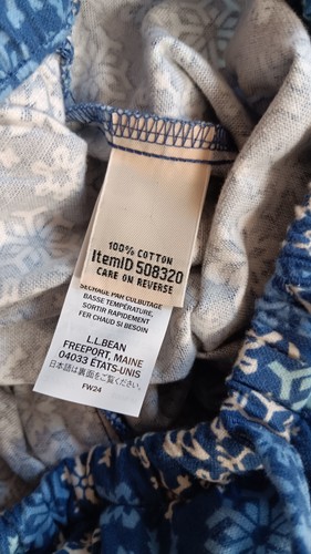 WOMENS LL BEAN XS PETITE PAJAMA SET TOP PANTS BLUE WHITE SNOWFLAKE NEW WITH TAGS - Picture 23 of 24