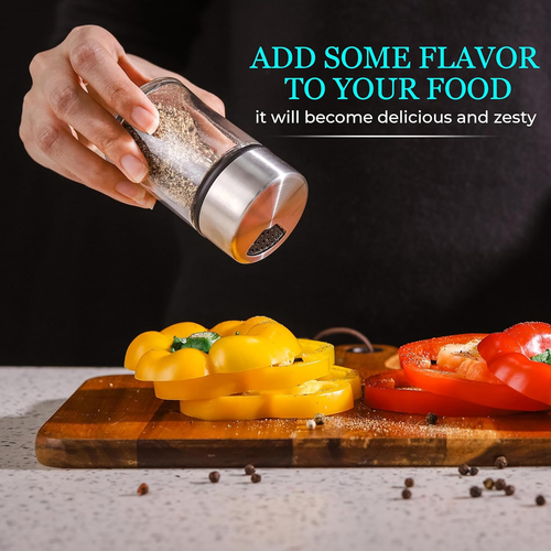 Salt Shaker or Pepper Shaker with Adjustable Pour Holes - Stainless Steel Spice - Picture 4 of 12