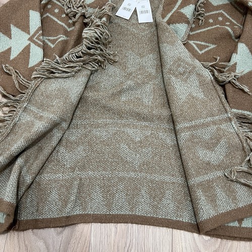 Hailys Womens Long Cardigan With Belt Brown Mint S Aztec Style - Picture 7 of 10