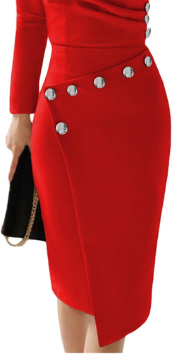 Women's Deep V Neck Bodycon Midi Dress for Casual Work and Parties - Picture 3 of 12