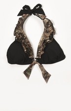 Mossy Oak Country Camo Swim Top, Ruffle Halter Bikini Camouflage Swimwear