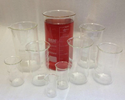 MESE Borosilicate Glass Beakers, Tall-Form , 50 100 150 250 400 500 600 800ml, 1 & 2L