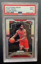 Coby White PSA 9 MINT 2019-20 Panini Prizm Silver Prizms RC #253