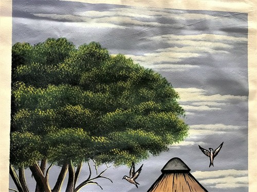 Hermoso arte acrílico sobre lienzo firmado Banguza 2010 Sudáfrica. 20" x 26,5" - Imagen 3 de 8