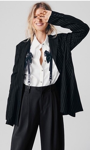 💝NWT! Free People Sweet Intentions Bow Suspenders Leather M/L Ballet Slippers - Picture 14 of 15