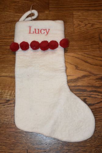 West Elm Pom Pom Felt Stocking Lucy Monogram NEW NWT - Picture 1 of 3