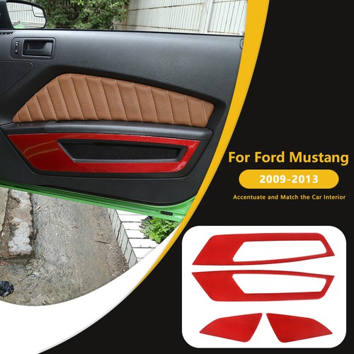 Recorte decorativo del panel de puerta interior para Ford Mustang 2009-13 rojo carbono - Imagen 2 de 9
