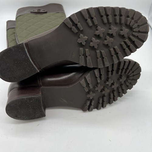 Stivali da equitazione trapuntati Tory Burch Hunter verdi marroni in pelle Rowan taglia 6,5 - Foto 6 di 16