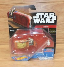 Hot Wheels Star Wars Rey's Speeder Die Cast Collectible Toy w/ Flight Navigator
