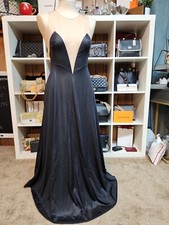True Vintage Glamorous Sheer Nylon Plunge Nightgown Loungewear Black sz. Med.