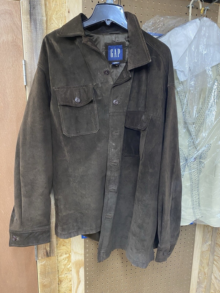 Vintage GAP Suede Leather Jacket Mens Button Up Lined Size Vintage GAP Suede Leather Jacket Mens Button Up Lined Size