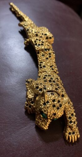 Vintage Gelenk 15 Gelenke! Gepard Schulterbrosche Gold mit Strassaugen