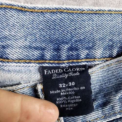 Vintage Faded Glory 32x30 Relaxed Fit Blue Jeans Distressed Soft Faded Grunge - Picture 5 of 13