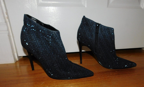 GUESS Womens Size 6.5 Black Embellished Fazzie2 Pointed Toe Stiletto Booties - Picture 5 of 16