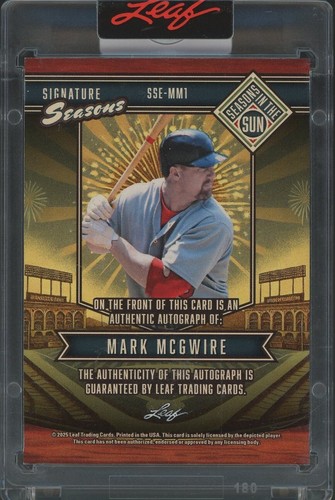 2025 Leaf Seasons in the Sun Mark McGwire (4/8) Signature Seasons Auto Holo Pink - Picture 3 of 3