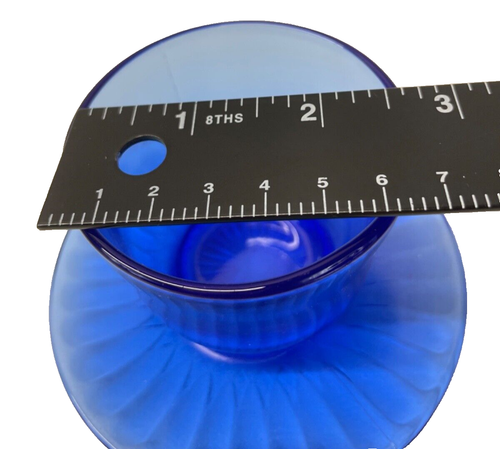 MacBeth Evans Petalware Cobalt Blue Glass Saucer Cup 1930s - Picture 5 of 6