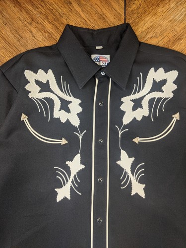 Camicia vintage anni 80 Miller GRANDE cowboy western con bottoni perla a scatto hype rara nera  - Foto 4 di 15