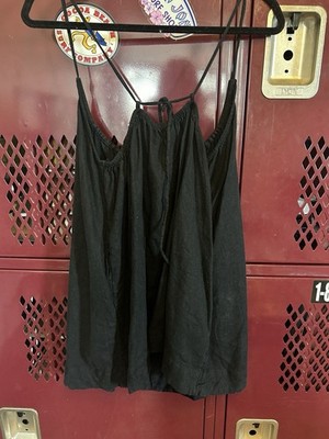 Free People Women's Black Linen Mini Dress Open Back Casual Summer | eBay