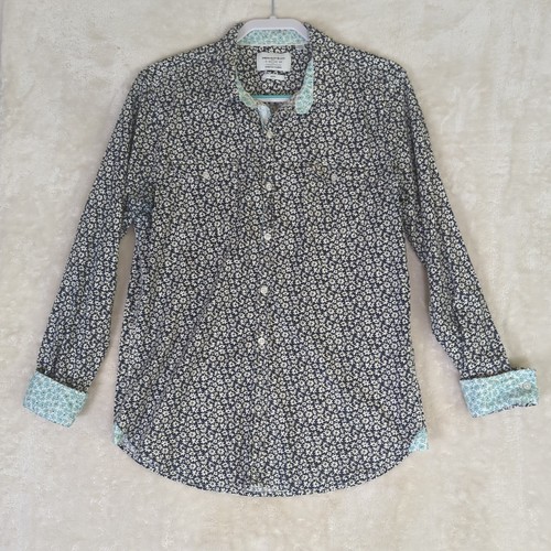Paper Denim & Cloth L Men's Button Down Flower Navy & Daisies