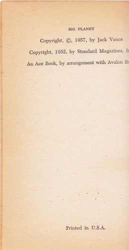 THE BIG PLANET (Jack Vance/1st single pb US) - Picture 4 of 4
