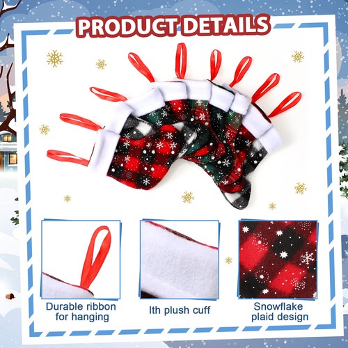48 Piezas Mini Medias de Navidad Buffalo Cuadros Copo de Nieve Medias con Felpa... - Imagen 2 de 6