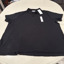 NWT Goodfellow  Co Black XXL Men's Regular Fit Johnny Collared Polo Shirt VNECK