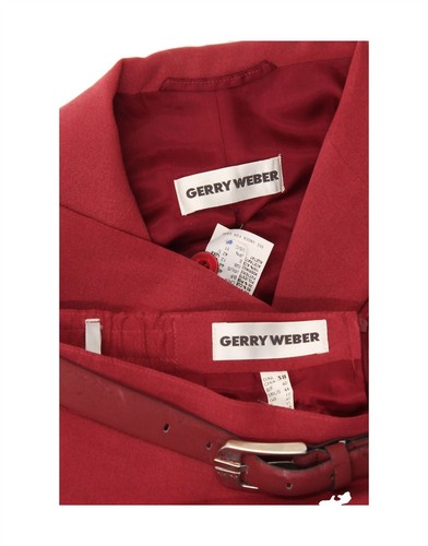 GERRY WEBER Womens 4 Button 2 Piece Skirt Set UK 12 Medium W26 Red Cupro AI01 - Picture 8 of 8