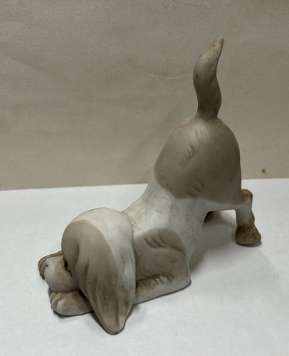 Vintage Porceval Bisque Spaniel Dog Figure Porcelain Winking Puppy Dog Figurine - Picture 2 of 10