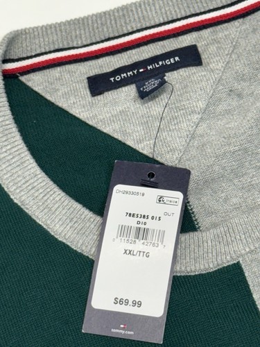 Maglione Tommy Hilfiger uomo XXL colorblock preppy logo H nuovo con etichette - Foto 4 di 8
