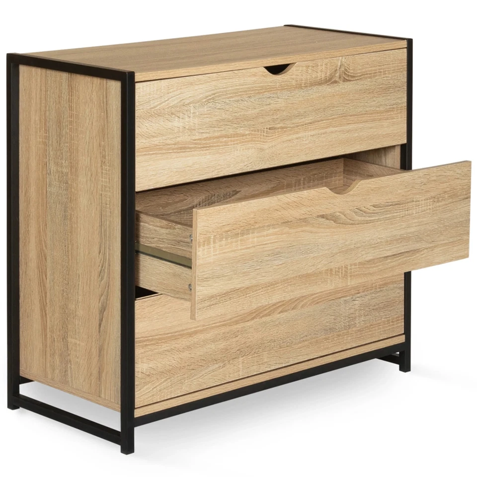 Commode 3 tiroirs DETROIT 80 cm design industriel - Photo 4/4