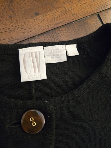 Vintage 90s CW Cardigan Sweater Dress Black 100% Wool CLIFFORD & WILLS Medium - Bild 2 von 5