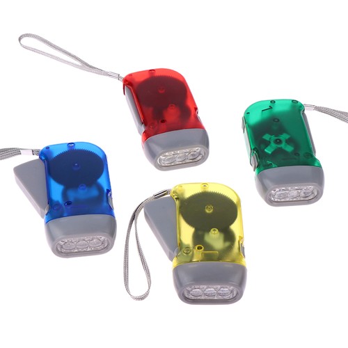 LED Hand Pressing Dynamo Crank Power Wind Up Flashlight Outdoor Camping Lamp $d