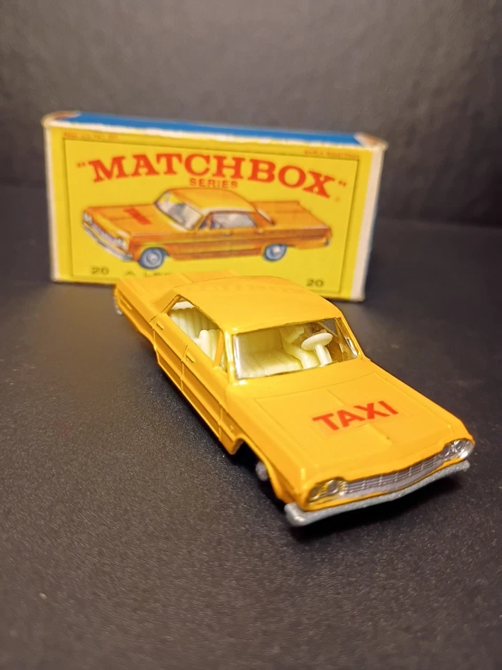 Matchbox #20C Chevrolet Impala Taxi Cab 1965 muy nuevo/como nuevo en caja original E4 Foto 4 de 4