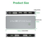 2-Port DisplayPort  8K DP KVM Switch 2 DP Input 1 DP Output KVM Share 1 Monitor