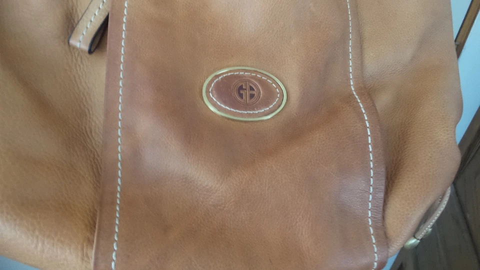 Giani Bernini CALIDAD COÑAC Cuero Estilo Hobo Bolso de Mano Bolsillo Lateral con Cremallera + MÁS Foto 2 de 4