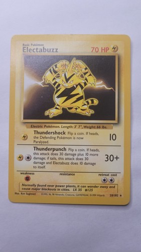 Electabuzz 020/102 Base Set Regular Black Star Rare WOTC Pokemon TCG - Picture 1 of 2
