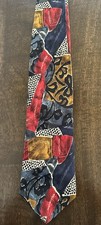 Vintage Bugatti Geometric Abstract Silk Tie Men’s Necktie USA Made