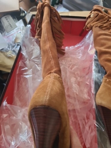 Ladies morgan de toi Suede APACHE Tassled knee high boots,Brown UK 6 - Picture 8 of 23