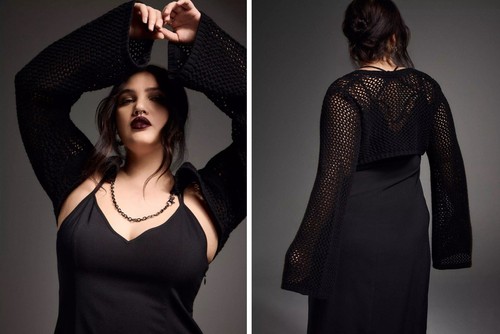 Neu mit Etikett Torrid Übergröße 2 NightFall schwarzer ultrakurzer Cardigan mit Kettendetail 2x - Bild 3 von 3