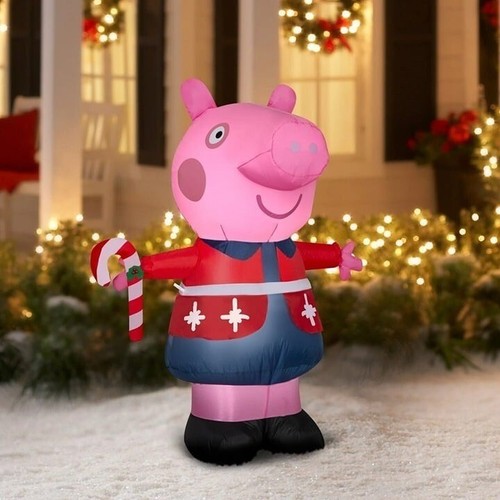 Gemmy Peppa Pig 4,5' Piedi Natale Gonfiabile Illumina Decorazione Giardino - Foto 1 di 4