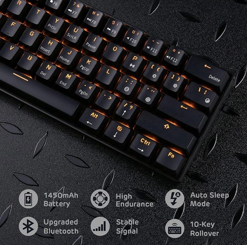 Royal Kludge RK61 Tri-Modes Brown Switches Black Wireless Keyboard, Hot-Swap - Picture 9 of 11