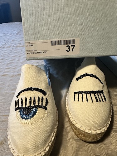 Chiara Ferragni occhio flirtante tela espadrillas mules. Taglia 37 #279 - Foto 17 di 17