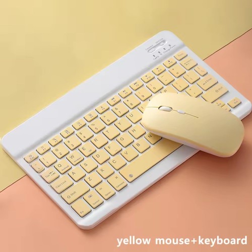Bluetooth Keyboard Mouse Combo🔥Wireless for iPad Tablet Android PC Phone-YELLOW