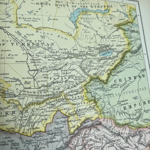 1910: Antique Map Of Central Asia Original Colour Print CS #41 old Atlas - Picture 7 of 9
