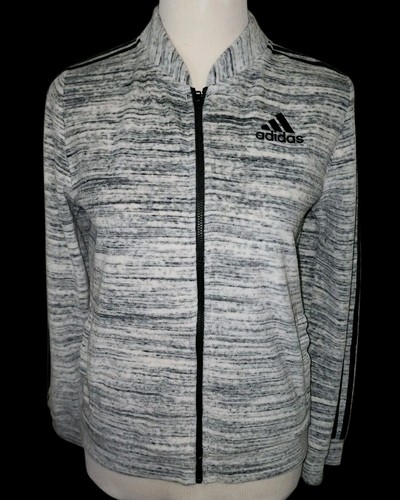 Adidas Girls XL 16 Full Zip  Jacket Velour Gray & Black Logo Athletic Cozycore - Picture 1 of 6